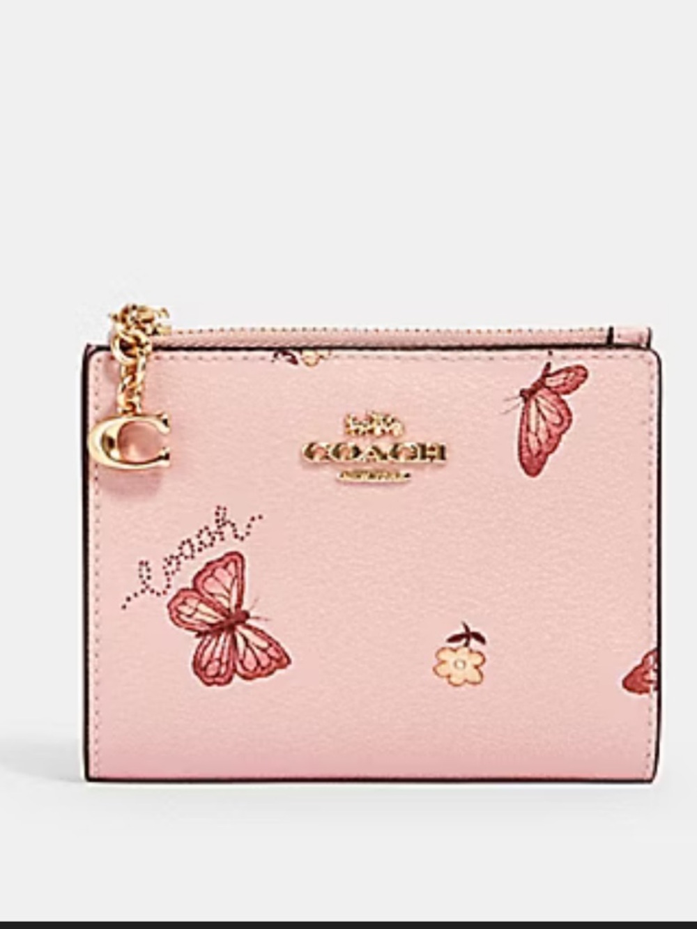 COACH PINK BUTTERFLY SNAP WALLET ( ISO )